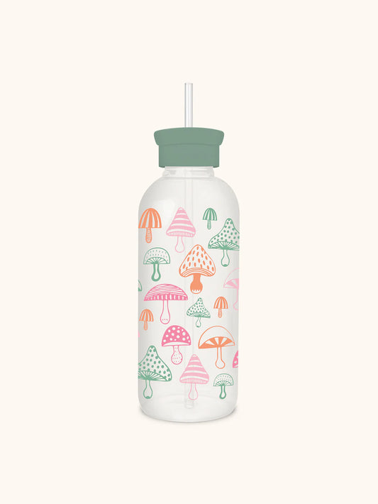Botella de vidrio con bombilla - Mushroom