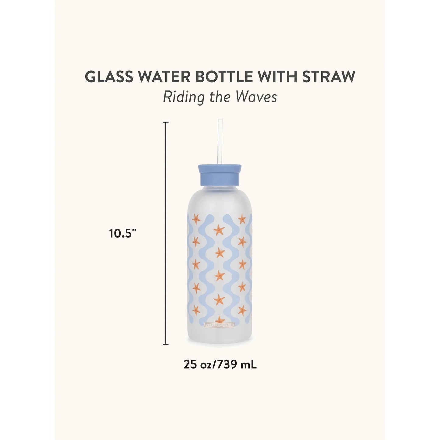 Botella de Vidrio con Bombilla Riding the Waves