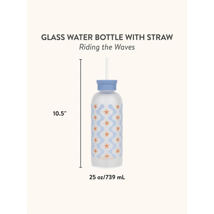 Botella de Vidrio con Bombilla Riding the Waves