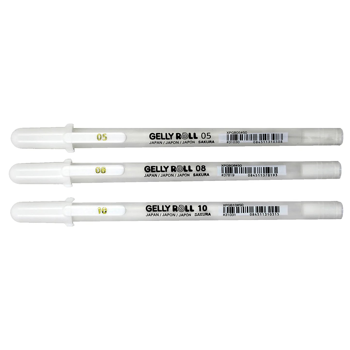 Set Lápiz Gel Gelly Roll Sakura 3 Grosores Blanco