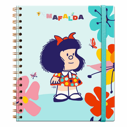 Libreta Tapa Dura con espiral Mafalda - Mariposas y flores