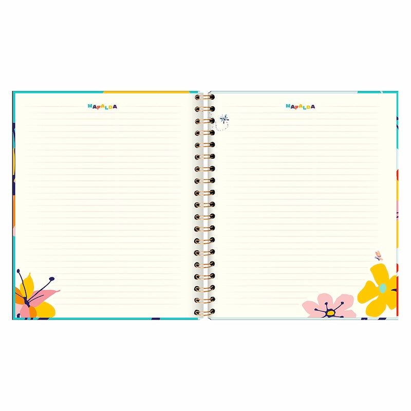 Libreta Tapa Dura con espiral Mafalda - Mariposas y flores