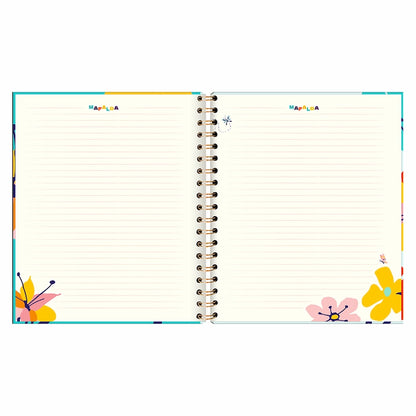 Libreta Tapa Dura con espiral Mafalda - Mariposas y flores