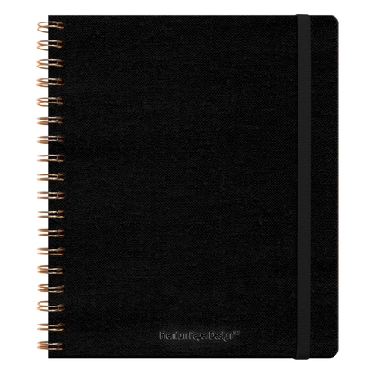 Libreta Ecocuero Lino Negro Espiral – Grande