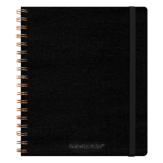 Libreta Ecocuero Lino Negro Espiral