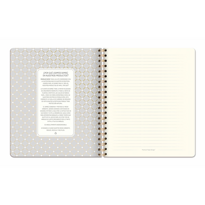 Libreta Ecocuero Lino Negro Espiral – Grande