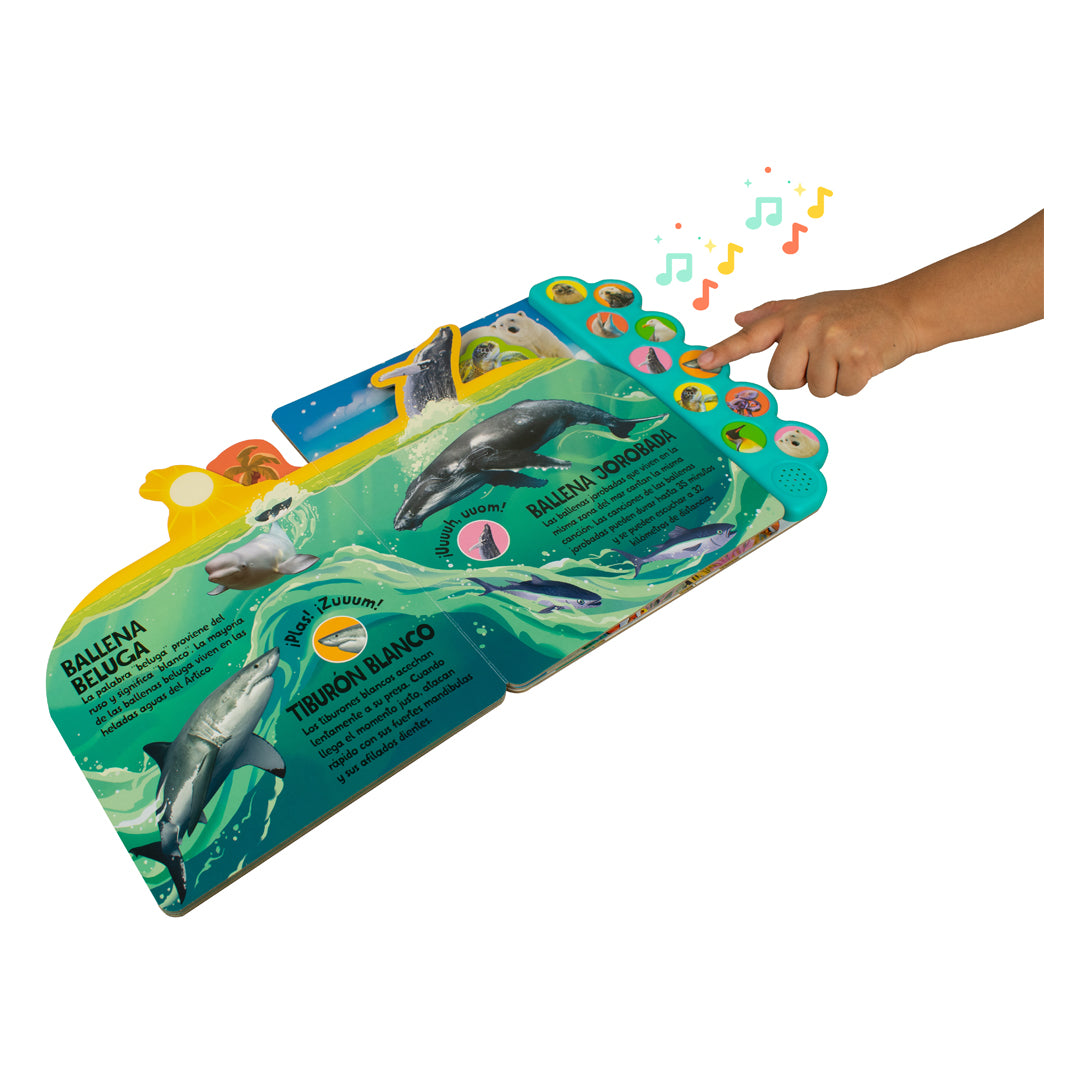 Libro con 10 Sonidos del océano ¡Nada y salpica en el mar!