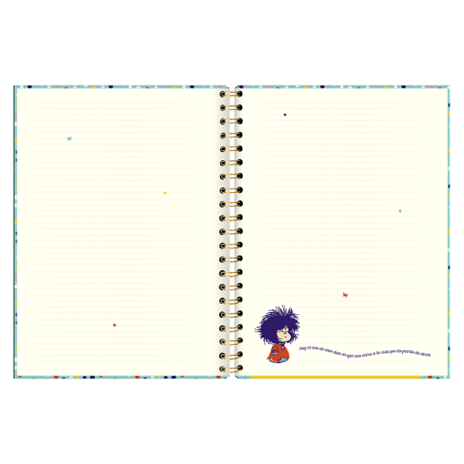 Cuaderno XL Tapa Dura con Espiral  Mafalda y Mariposa