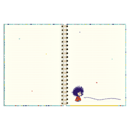 Cuaderno XL Tapa Dura con Espiral  Mafalda y Mariposa