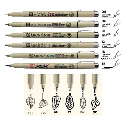 Set de Tiralínea Pigma Micron Sakura Manga Intermedio 6 ud