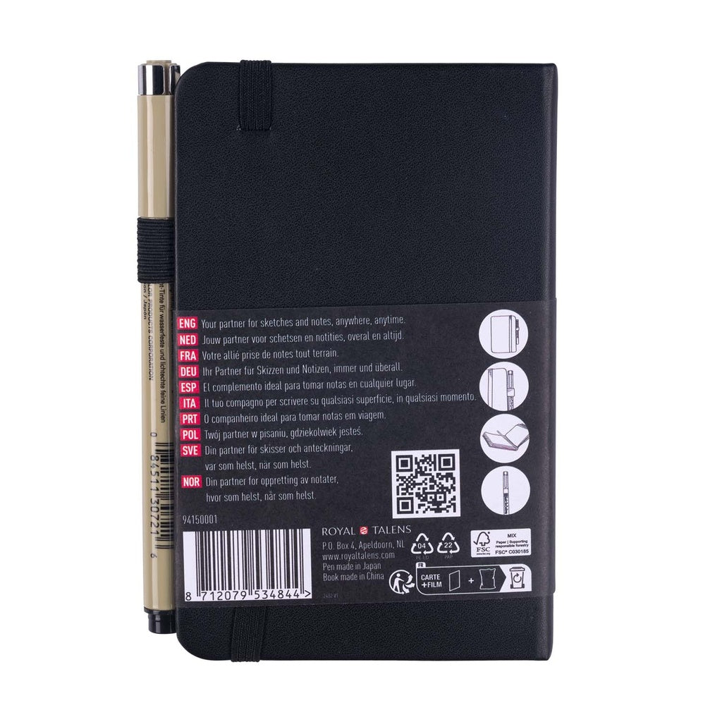 Sketchbook Sakura 9x14 cm Negro con  Pigma Micron PN Negro