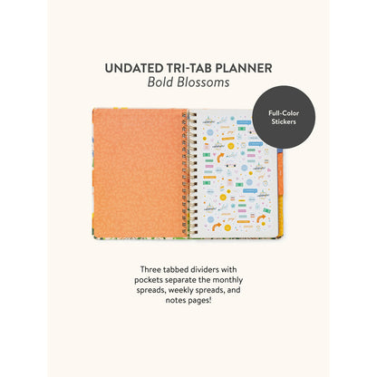 Planificador Sin Fecha Tri-Tab Bold Blossoms