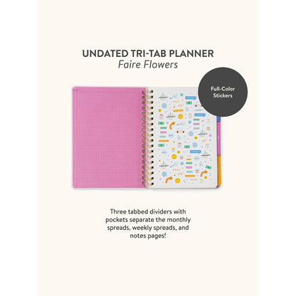 Planificador Sin Fecha Tri-Tab Faire Flowers