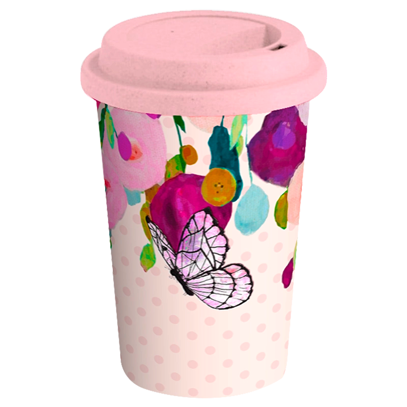 Vaso Ecológico de Bambú 475 ml – Butterfly Rosa