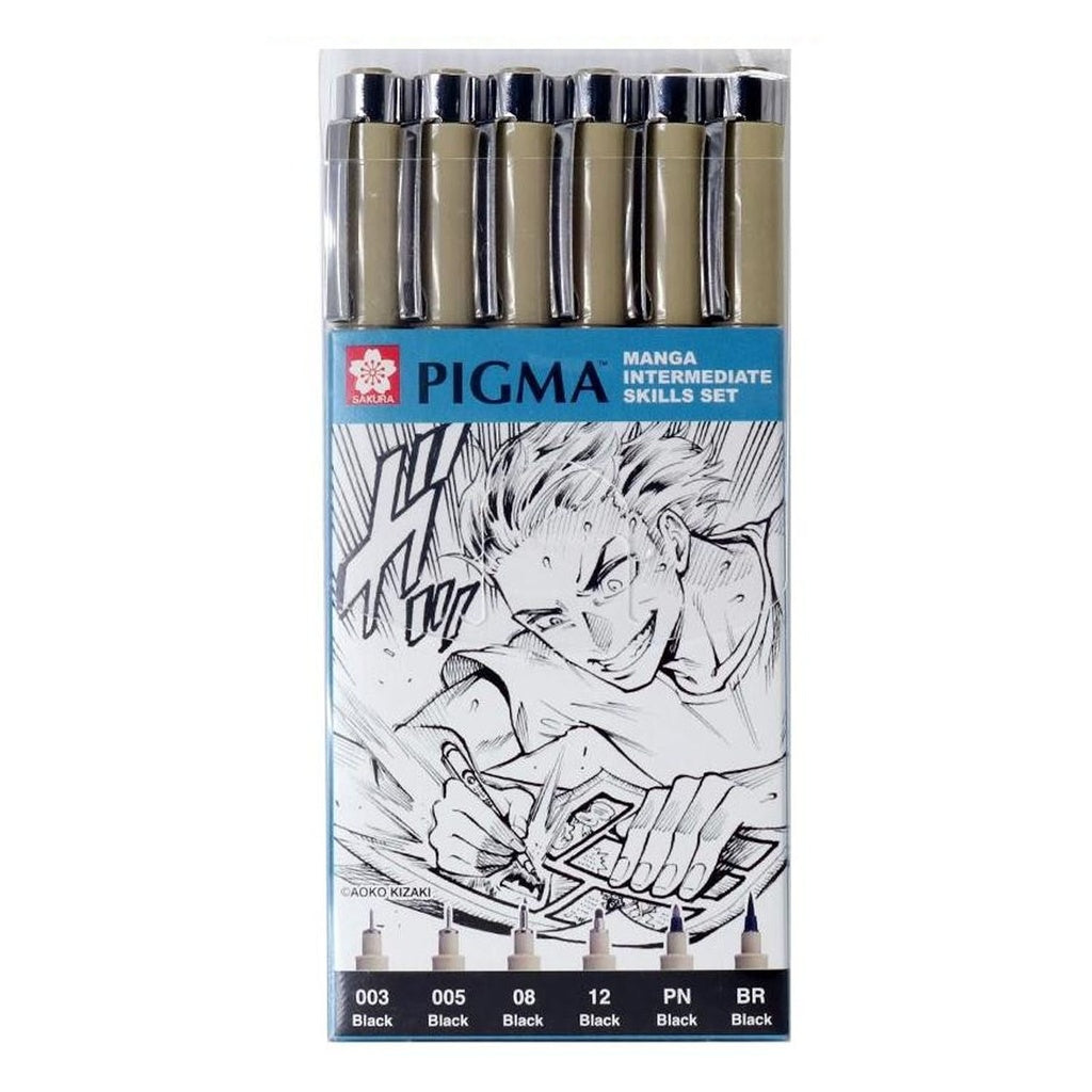 Set de Tiralínea Pigma Micron Sakura Manga Intermedio 6 ud