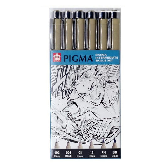 Set de Tiralínea Pigma Micron Sakura Manga Intermedio 6 ud