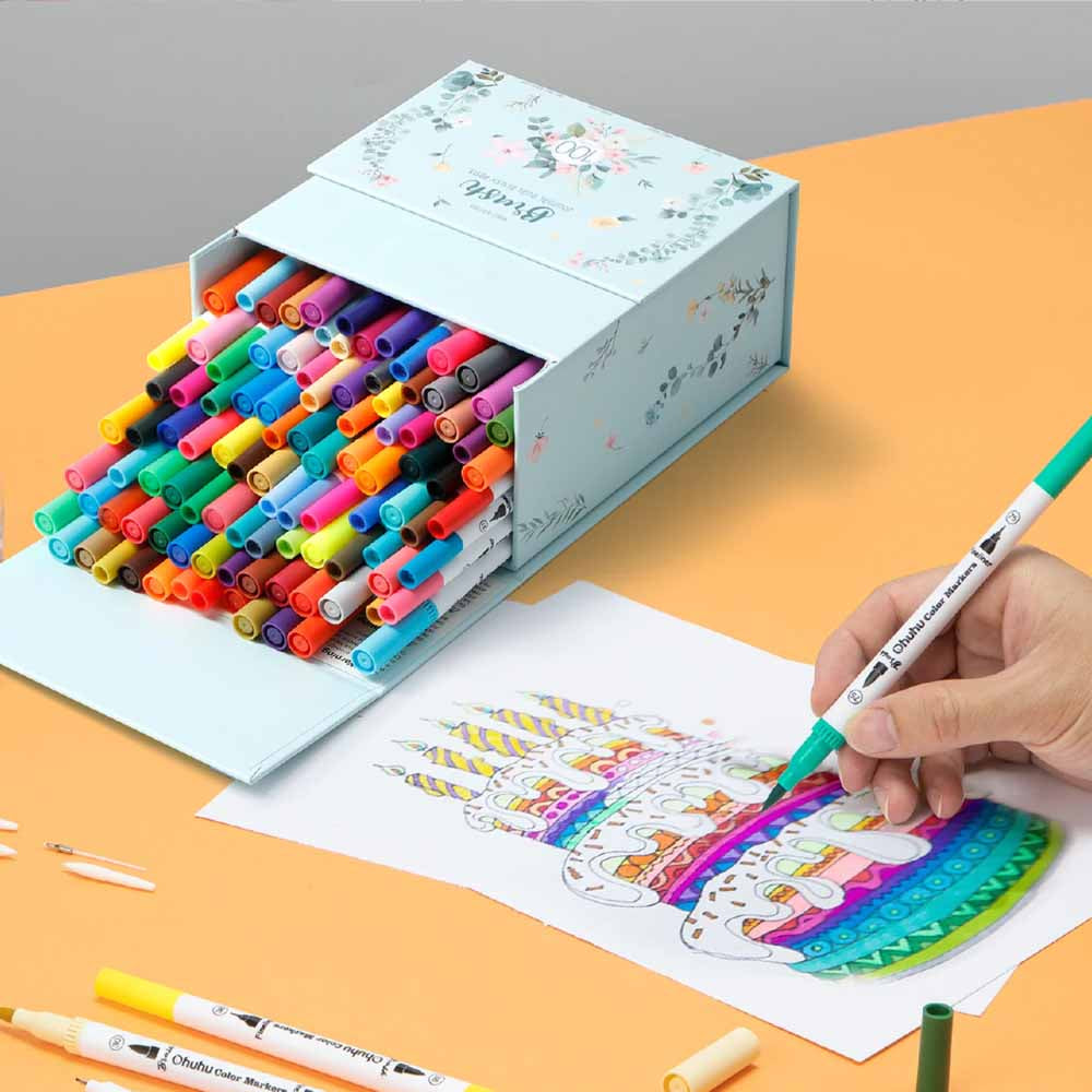 Set  160 marcadores  Maui 160 a base de agua doble punta  Pincel y Fineliner