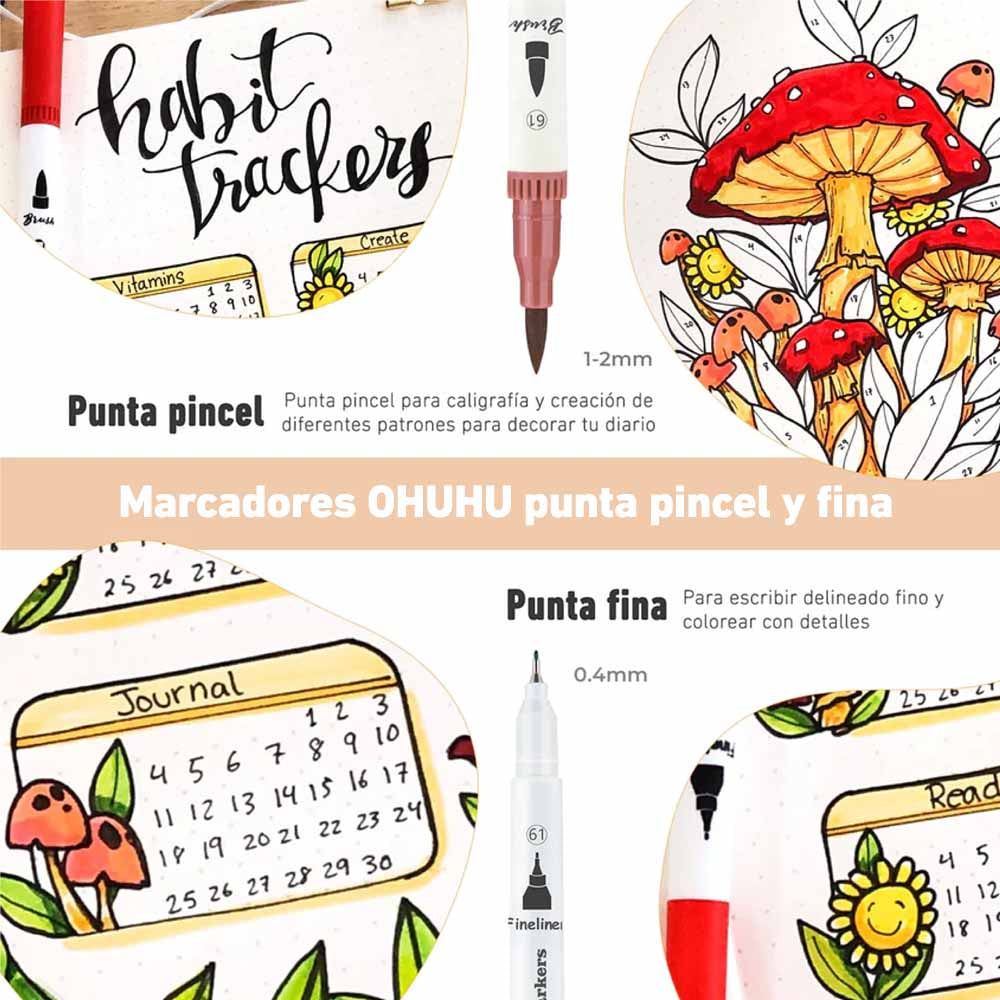 Set  160 marcadores  Maui 160 a base de agua doble punta  Pincel y Fineliner