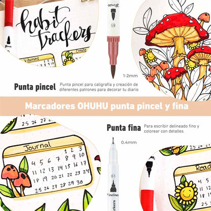 Set  160 marcadores  Maui 160 a base de agua doble punta  Pincel y Fineliner