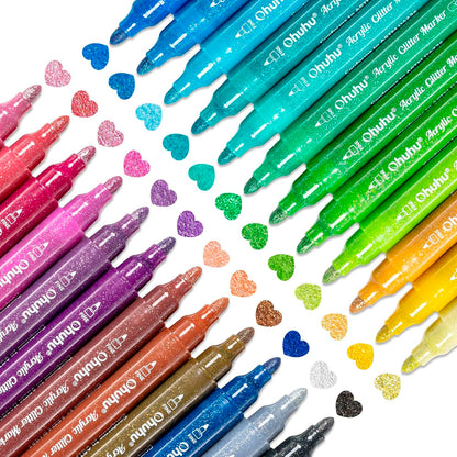 Set de 24 Marcadores Glitter Metálicos punta gruesa 3 mm