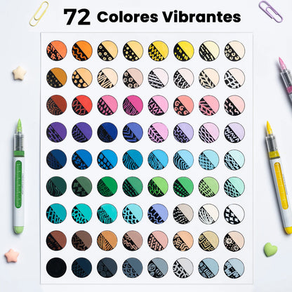 Estuche con 72 Marcadores de acrílico Serie Nahuku punta pincel