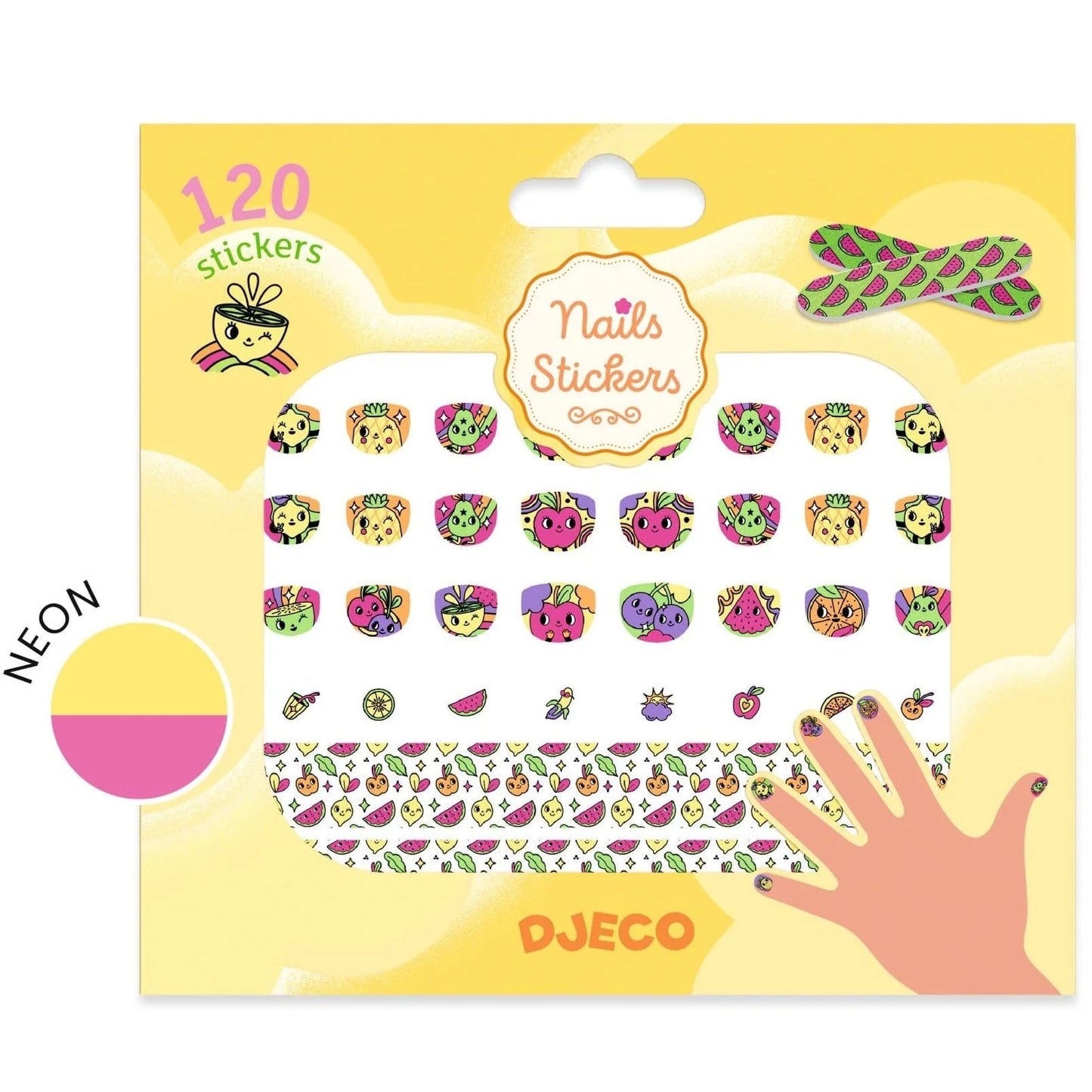 Stickers para uñas de frutas neón