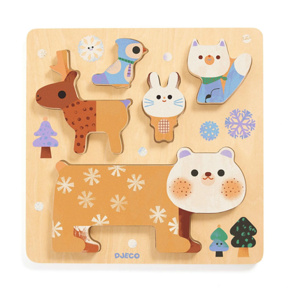Puzzle Encaje de Madera Apilable WoodyStack Animales