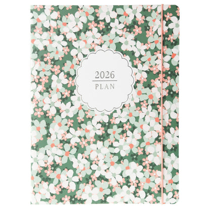 Agenda 2026 Green Floral 18 Meses - Vista Mensual