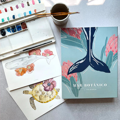 Caja Creativa Mar Botánico con 44 láminas para pintar