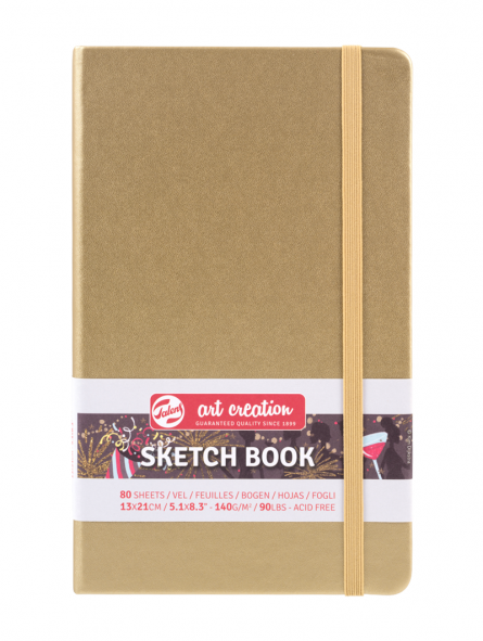 Libreta Sketchbook 13 X 21 cm de  140 gr dorada