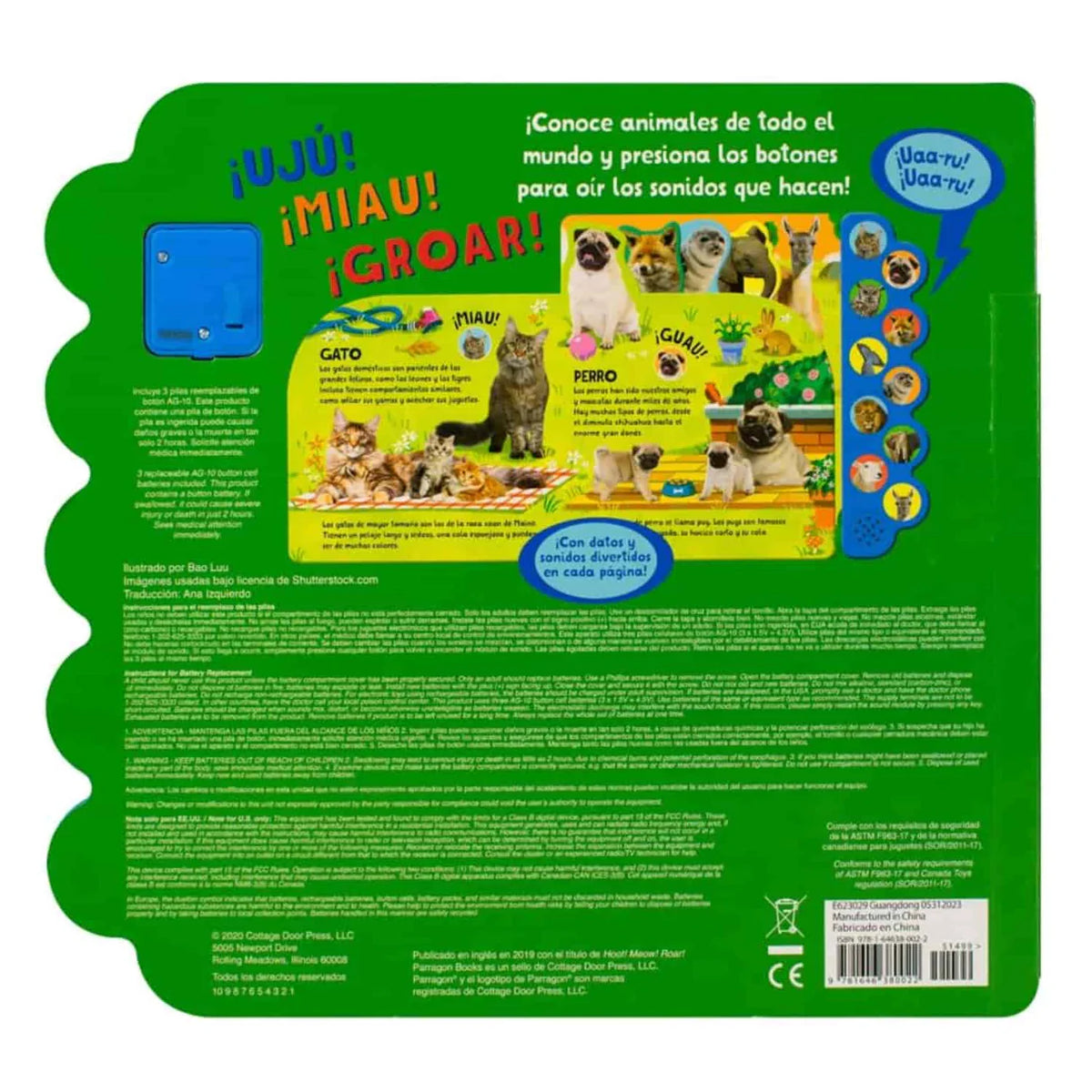 Libro  10 Sonidos de animales ¡Uju! ¡Miau! ¡Groar!