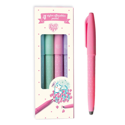 Set de 4 Lápices Borrables Colores Pastel - Lovely Paper