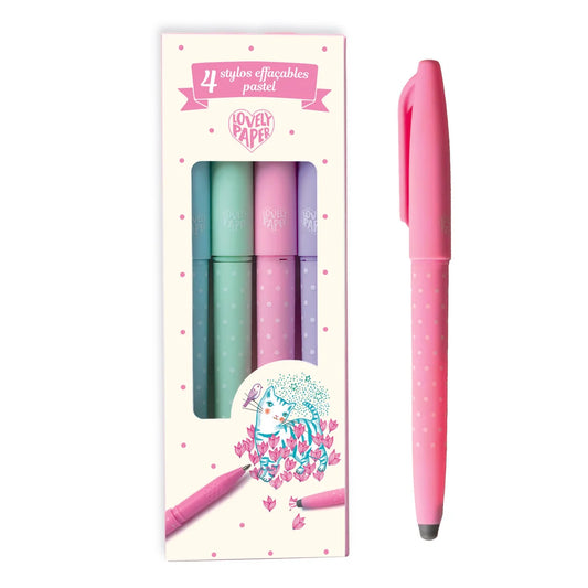Set de 4 Lápices Borrables Colores Pastel - Lovely Paper