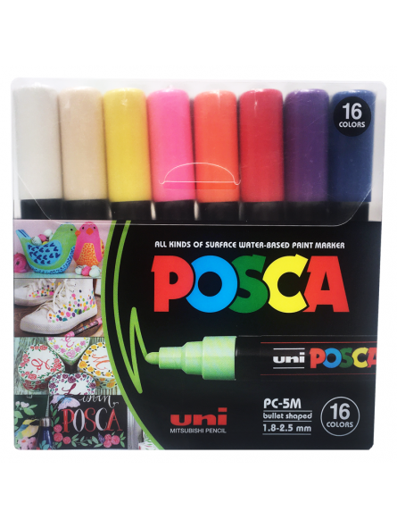 Set de 16 Marcadores de Acrílico 5M Posca básicos