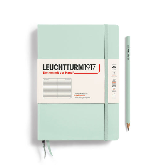 Libreta Mediana Tapa Dura Composición  Menta