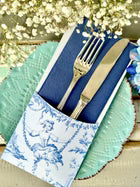 Porta Cubierto Toile de Jouy Azul
