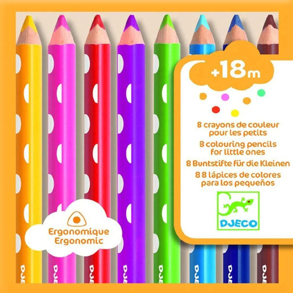 Set de 8 lápices de colores para niños pequeños