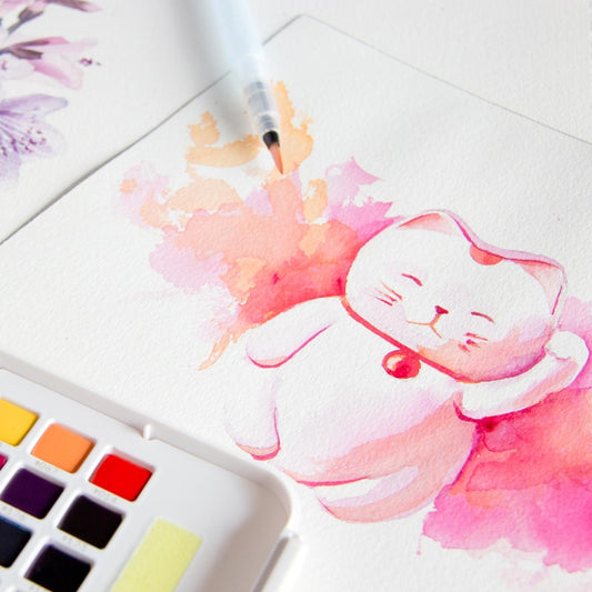 Set Acuarelas en Pastillas Koi 12 colores con water brush