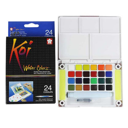 Set de Acuarela en pastillas Koi 24 colores con water brush