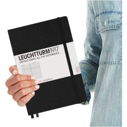 Libreta Mediana Tapa Dura Cuadriculada Black