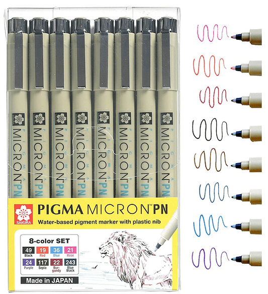 Set marcadores Pigma Plastic Nib 8 colores