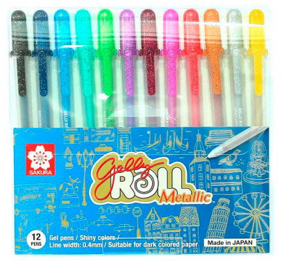 Set lápices gel Gelly Roll 12 colores Metálicos