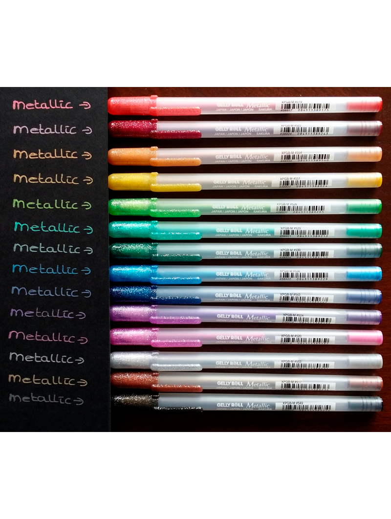 Set lápices gel Gelly Roll 12 colores Metálicos