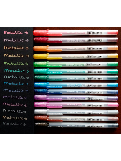 Set lápices gel Gelly Roll 12 colores Metálicos