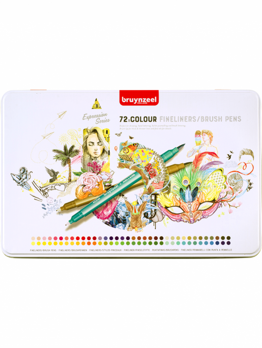 Marcadores Doble Punta Fina y Pincel  72 Colores