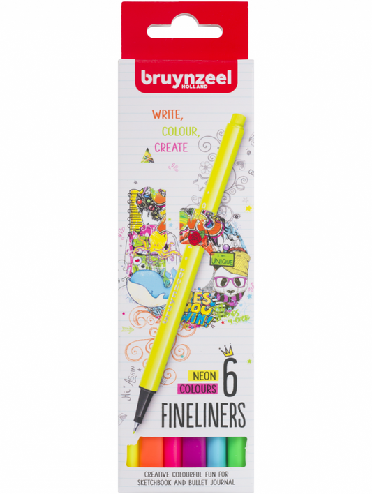 Marcadores Punta Fina Bruynzeel Set 6 Colores Neón