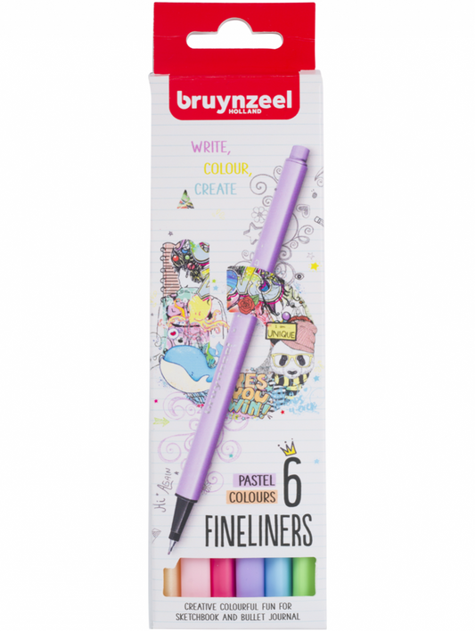 Marcadores Punta Fina Bruynzeel Set 6 Colores Pastel