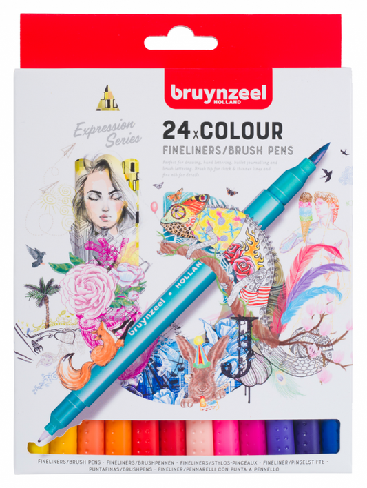 Marcadores Punta Fina Pincel Bruynzeel 24 Colores
