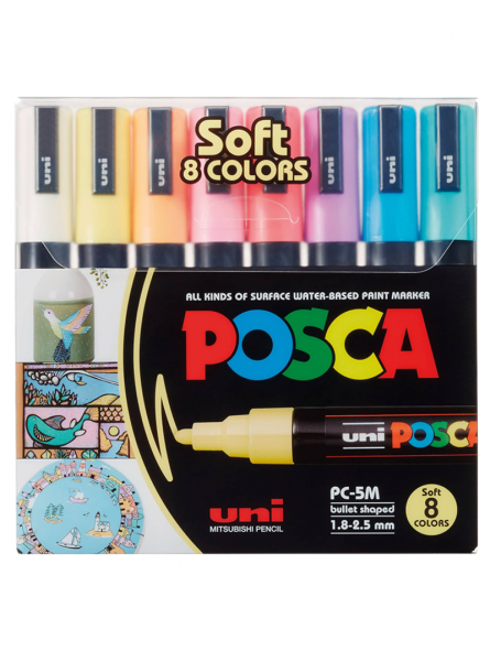 Set de 8 Marcadores  Posca  punta 5M  Pastel